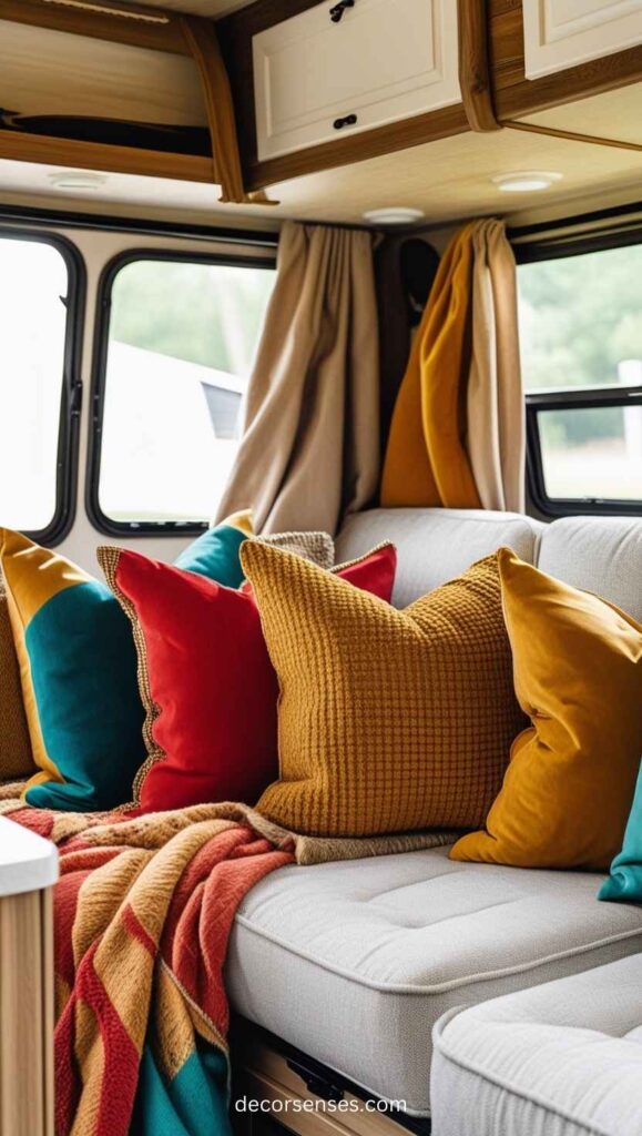 Camper Colorful Pillows and Blankets