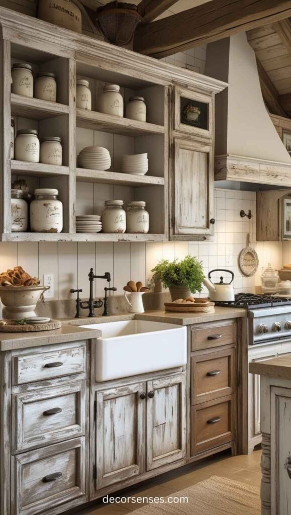 Farmhouse Distressed Wood Cabinets